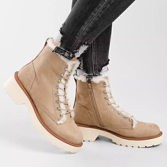 Madden Girl Shoes - Madden Girl Carraf Hiker Boot Faux Fur Sand Beige Size 9 BRAND NEW